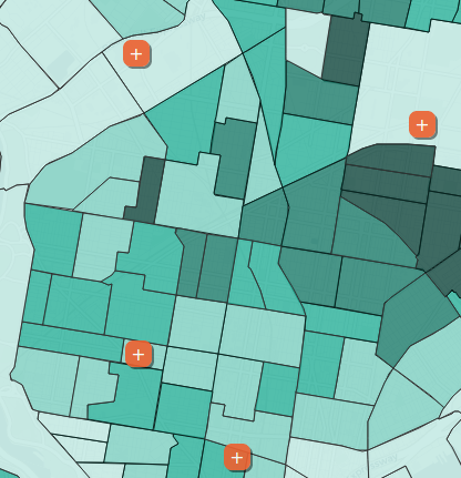 Interactive web map showing legal clinic served populations across Philadelphia