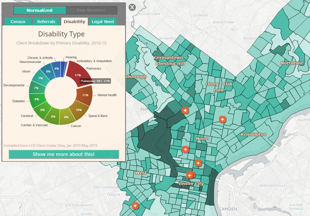 A screenshot from the interactive web map